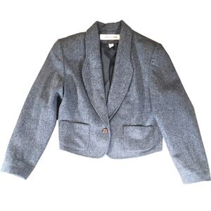 Amanda Fielding Vintage Gray Wool Blend Cropped Blazer Jacket Size 10
